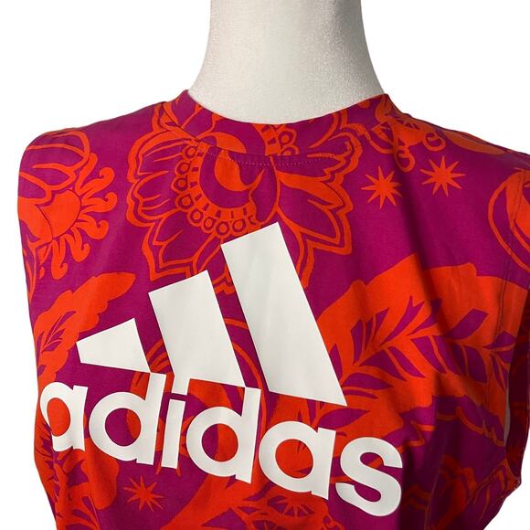 NWT Women's Farm Rio X Adidas Pink and Orange Tropical print body suit - Small - Picture 2 of 10